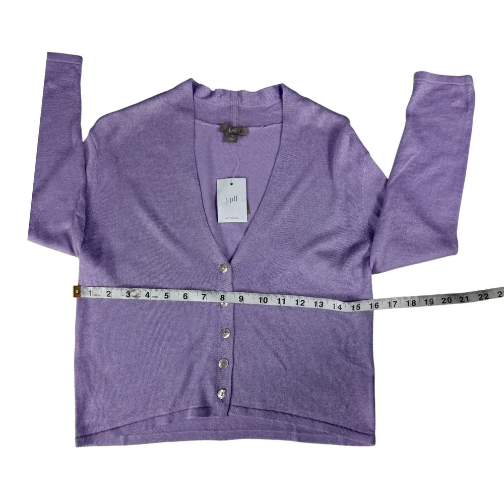 J. Jill Lily Purple Linen Blend V-Neck Button Front Cardigan Sweater Women S NEW